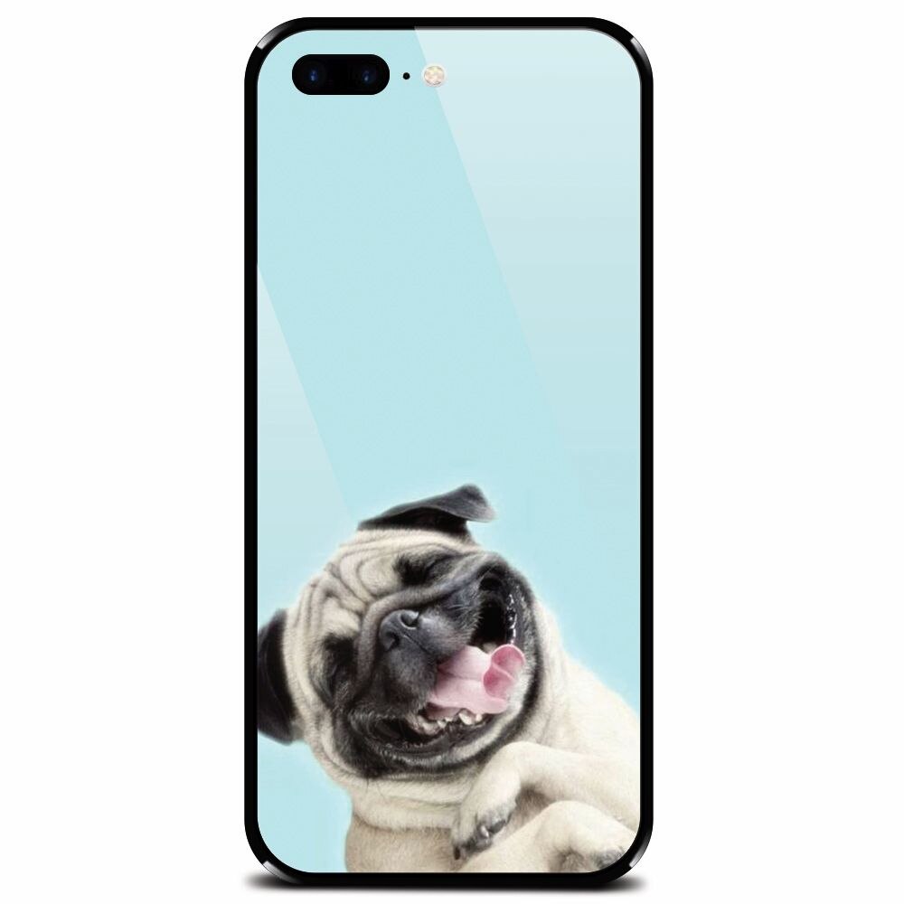 Husa din sticla securizata pentru Apple iPhone 7 Plus, Happy Dog