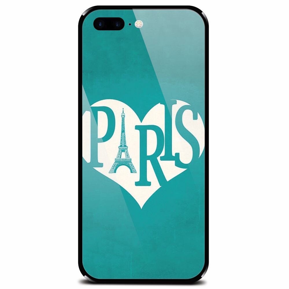 Husa din sticla securizata pentru Apple iPhone 7 Plus, I Love Paris