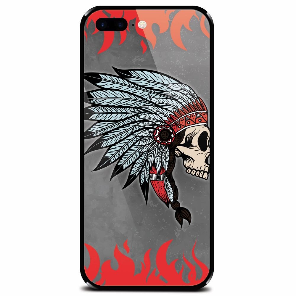 Husa din sticla securizata pentru Apple iPhone 7 Plus, Indian Skull