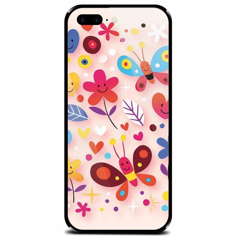 Husa din sticla securizata pentru Apple iPhone 7 Plus, Butterfly 102