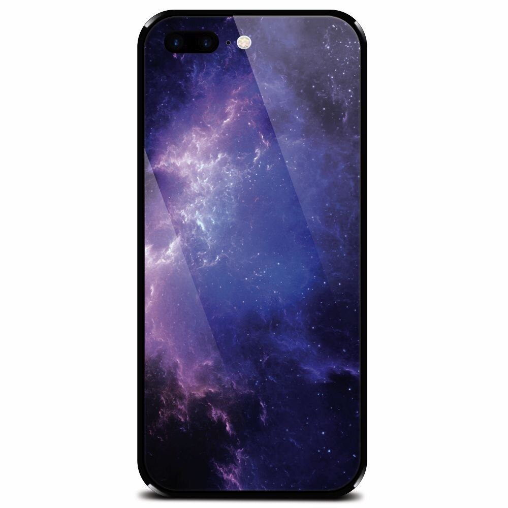 Husa din sticla securizata pentru Apple iPhone 7 Plus, Purple Space Nebula