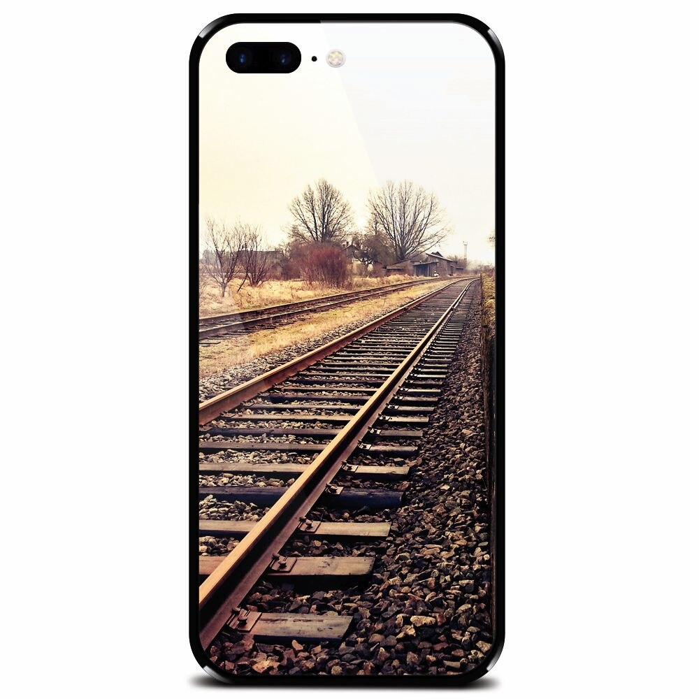 Husa din sticla securizata pentru Apple iPhone 7 Plus, Railroad