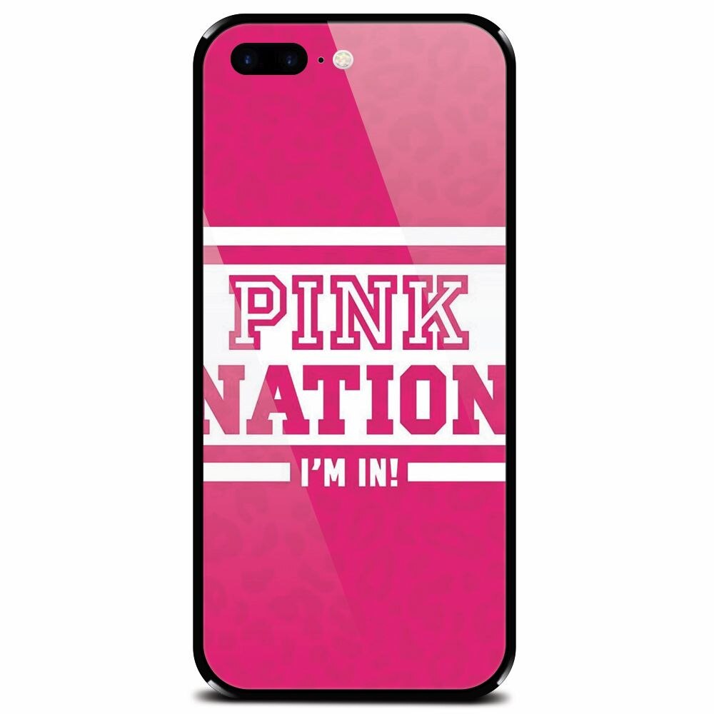 Husa din sticla securizata pentru Apple iPhone 8 Plus, Pink Nation