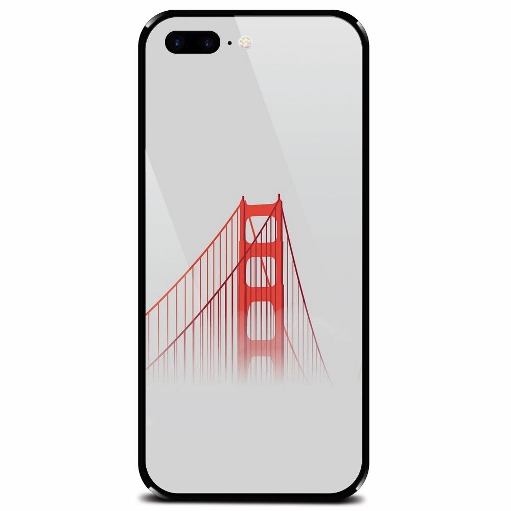 Husa din sticla securizata pentru Apple iPhone 7 Plus, Red Bridge In Clouds