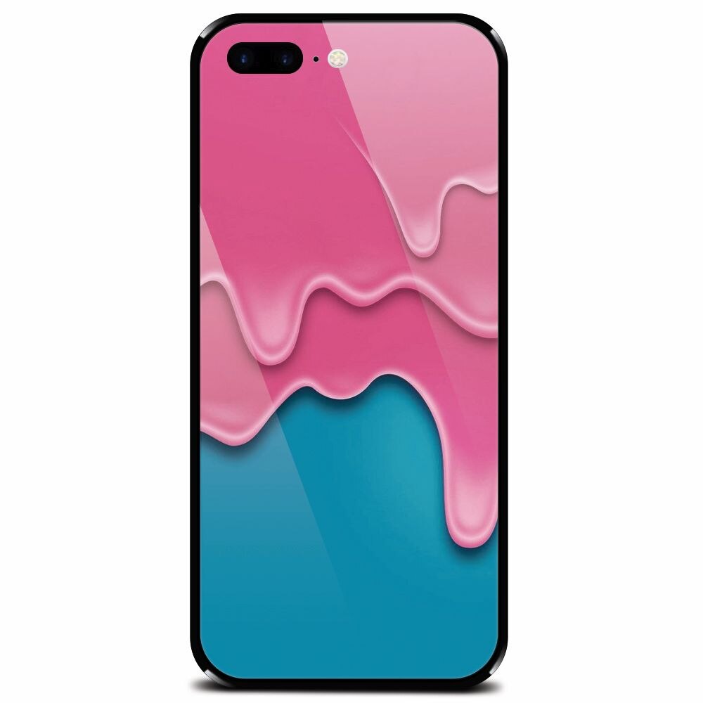 Husa din sticla securizata pentru Apple iPhone 7 Plus, Pink Liquid Dripping