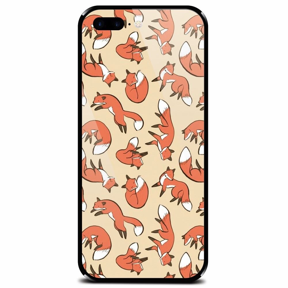 Husa din sticla securizata pentru Apple iPhone 8 Plus, Red Foxes