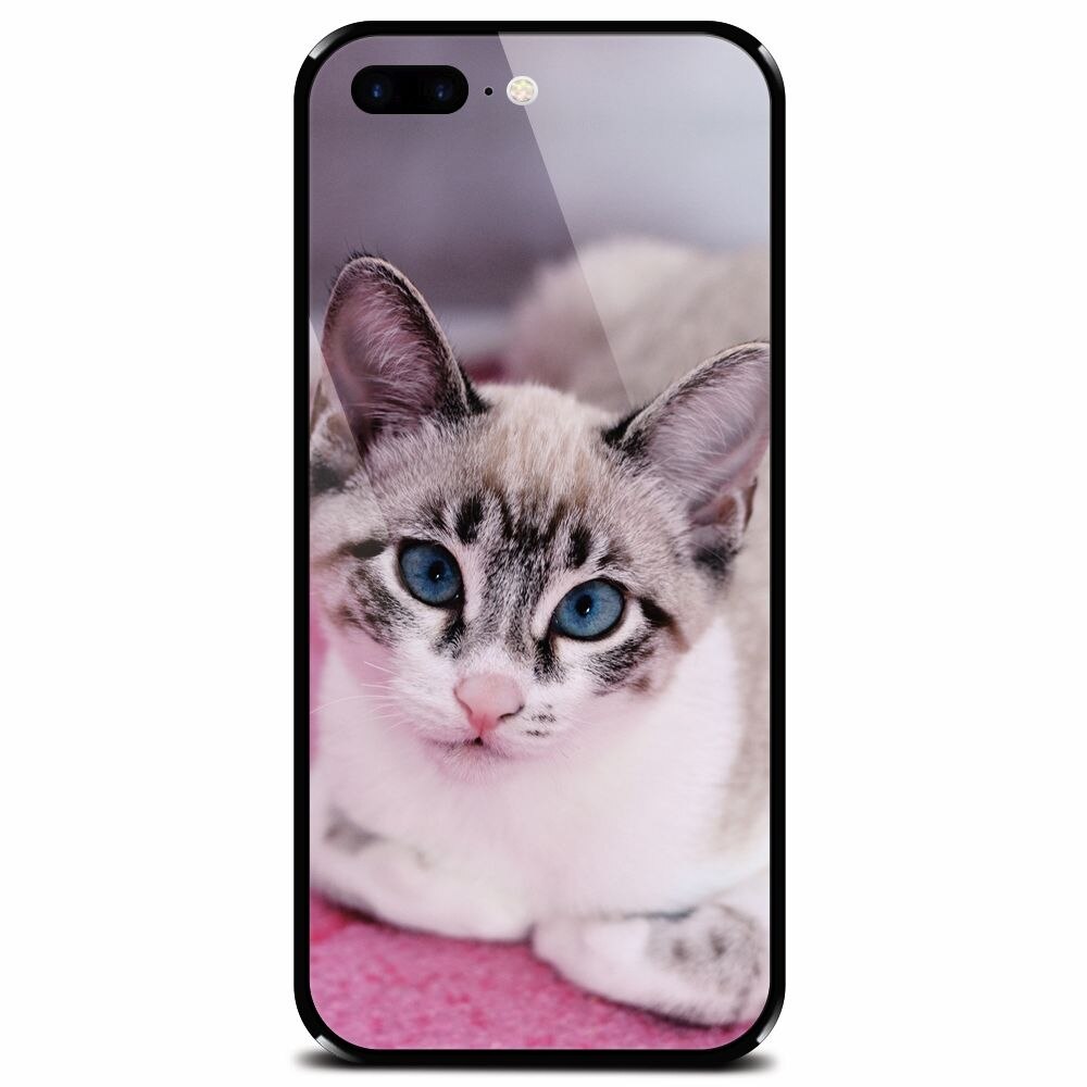 Husa din sticla securizata pentru Apple iPhone 7 Plus, Siamese Kitty