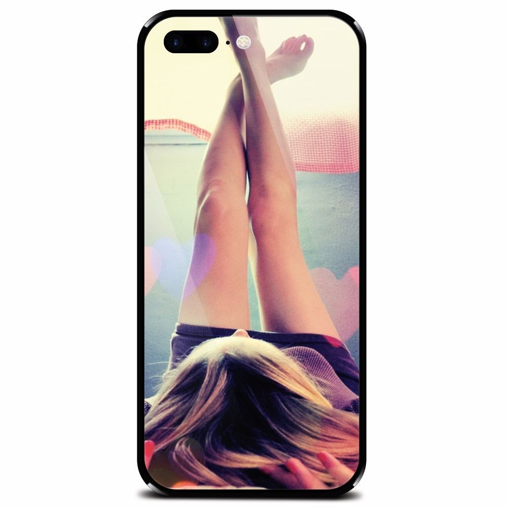 Husa din sticla securizata pentru Apple iPhone 7 Plus, Relax Girl