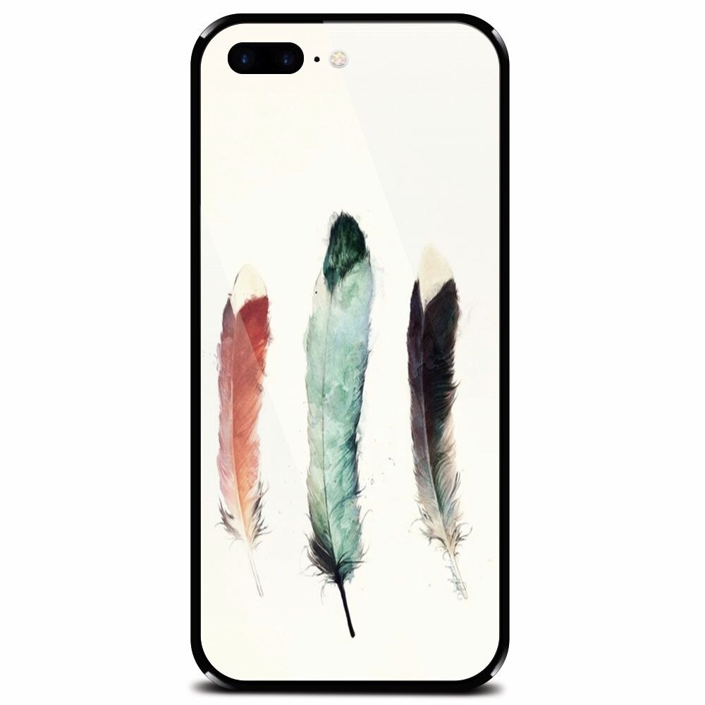 Husa din sticla securizata pentru Apple iPhone 7 Plus, Three Feathers