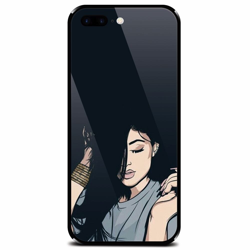 Husa din sticla securizata pentru Apple iPhone 7 Plus, Simple Girl