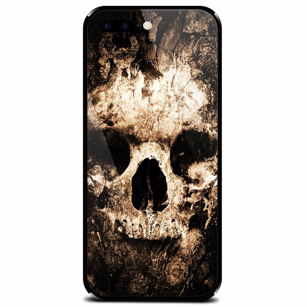 Husa din sticla securizata pentru Apple iPhone 7 Plus, Zombie Skull