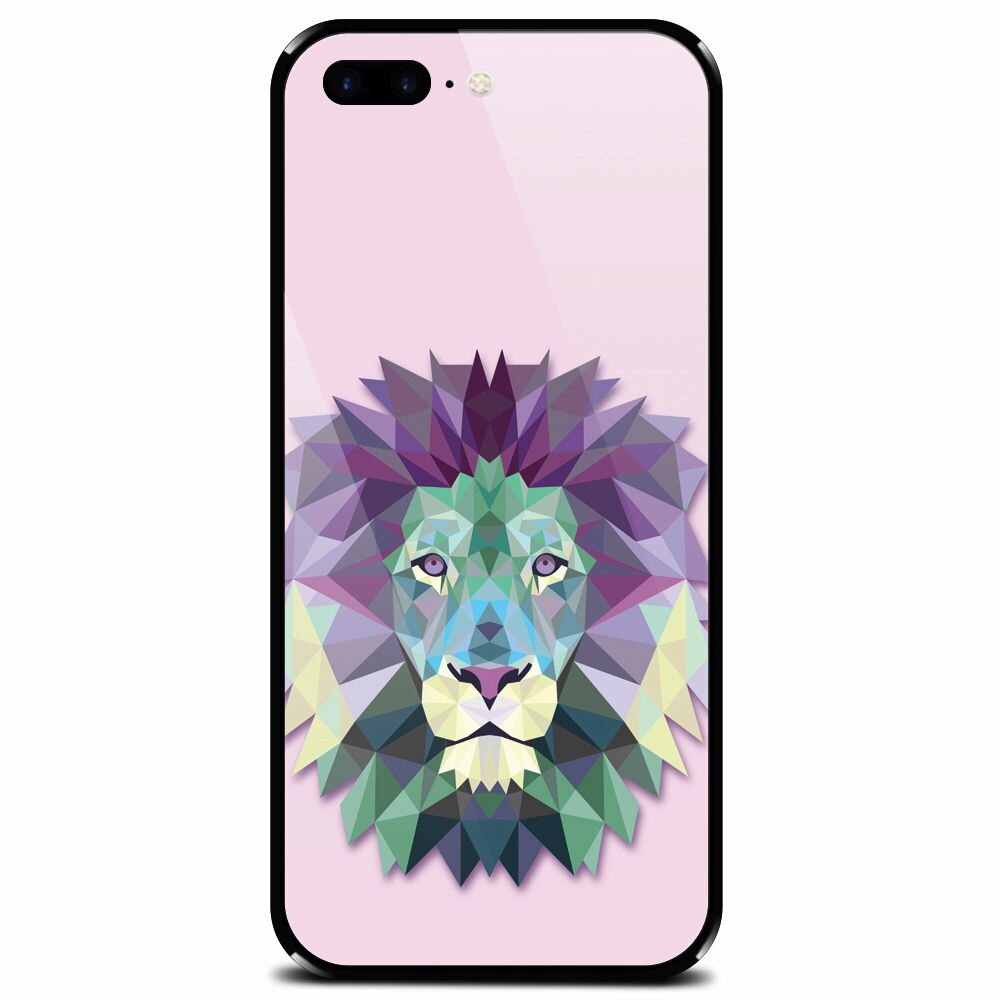 Husa din sticla securizata pentru Apple iPhone 7 Plus, Polygon Lion