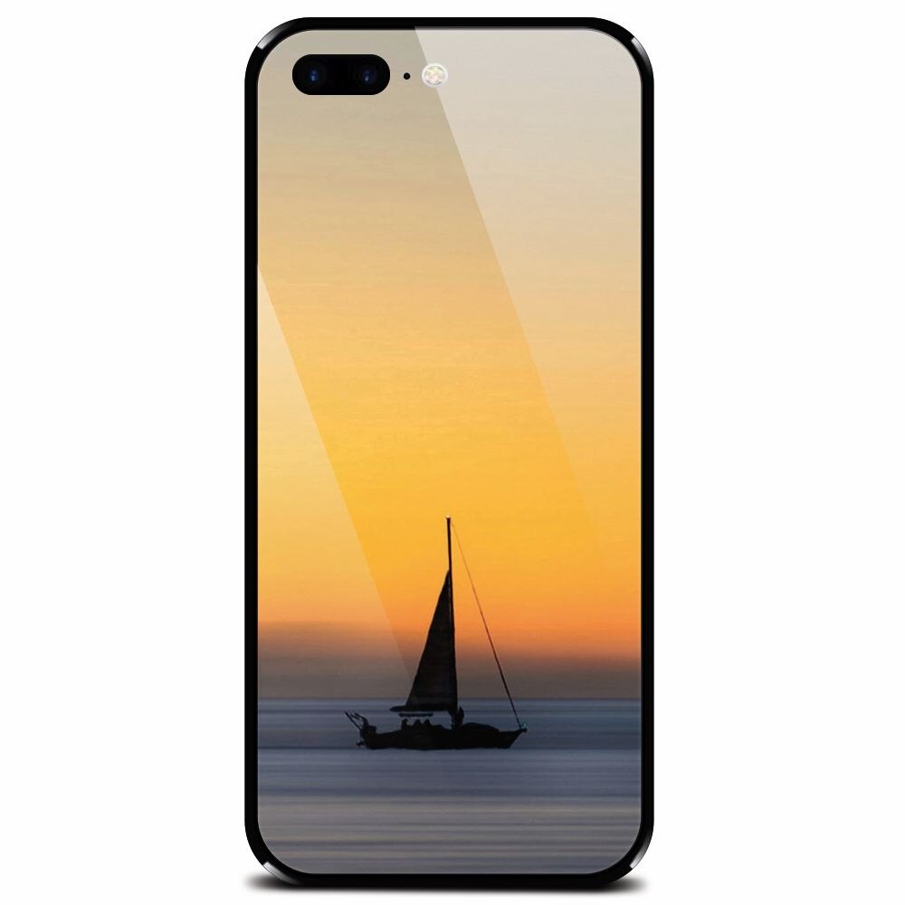 Husa din sticla securizata pentru Apple iPhone 7 Plus, Wind Sail Boat Ocean Sunset