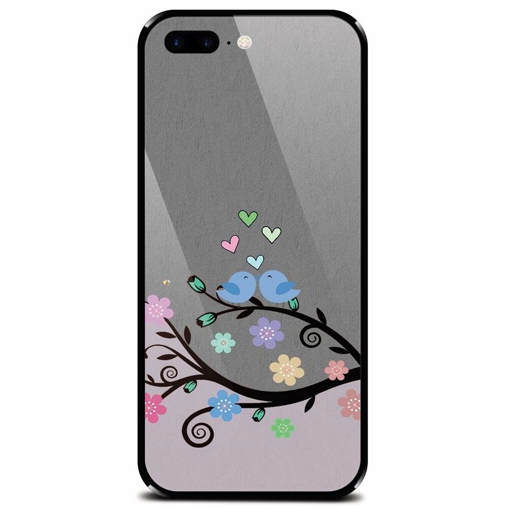 Husa din sticla securizata pentru Apple iPhone 7 Plus, Bird Love