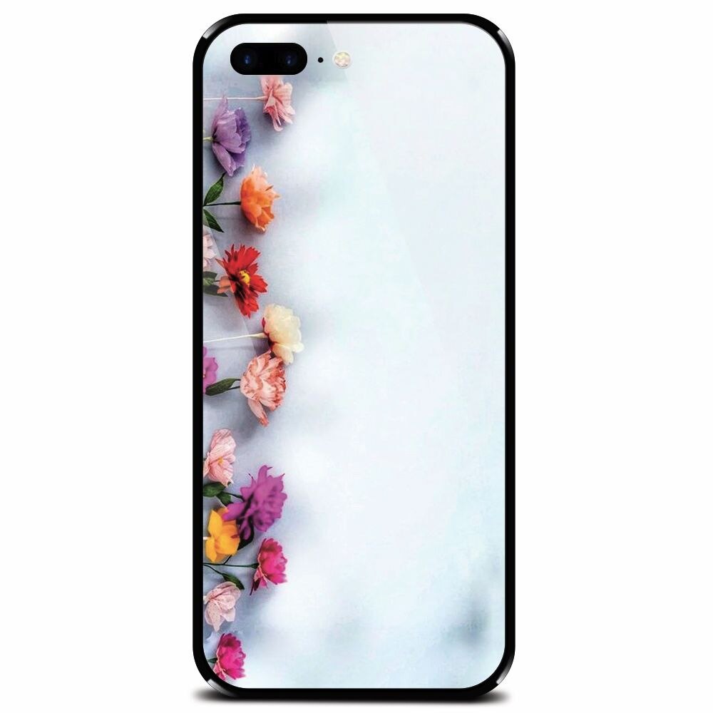 Husa din sticla securizata pentru Apple iPhone 7 Plus, Flowers