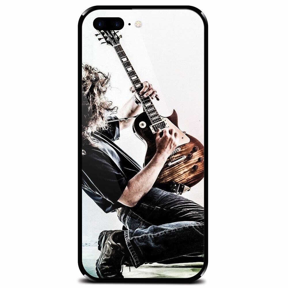 Husa din sticla securizata pentru Apple iPhone 8 Plus, Rock Star