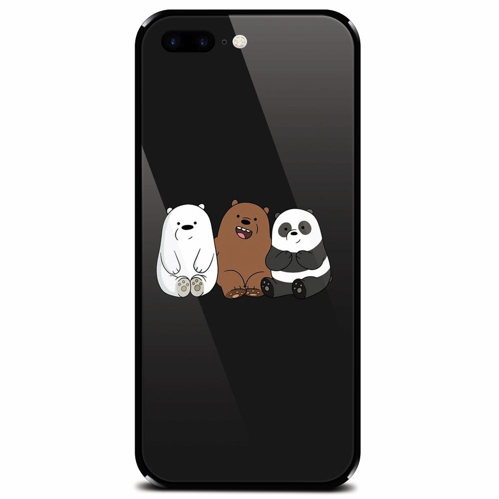 Husa din sticla securizata pentru Apple iPhone 7 Plus, Bears