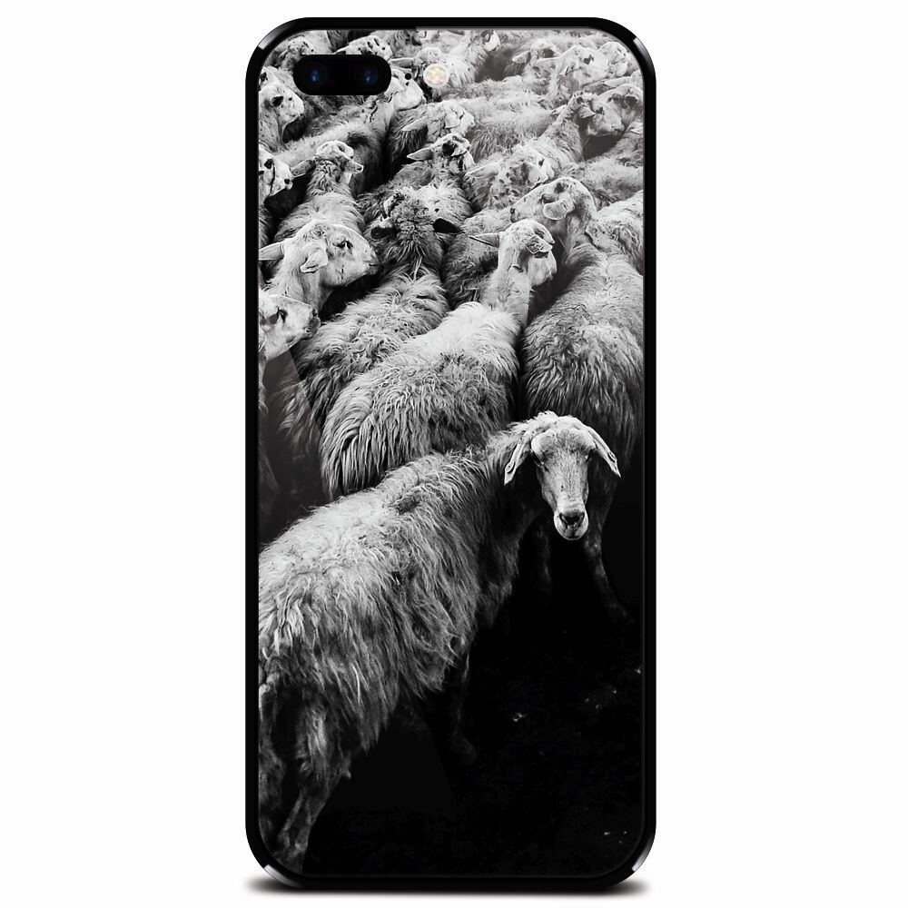 Husa din sticla securizata pentru Apple iPhone 7 Plus, Sheep