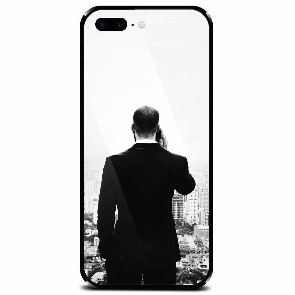 Husa din sticla securizata pentru Apple iPhone 7 Plus, Man In Suit