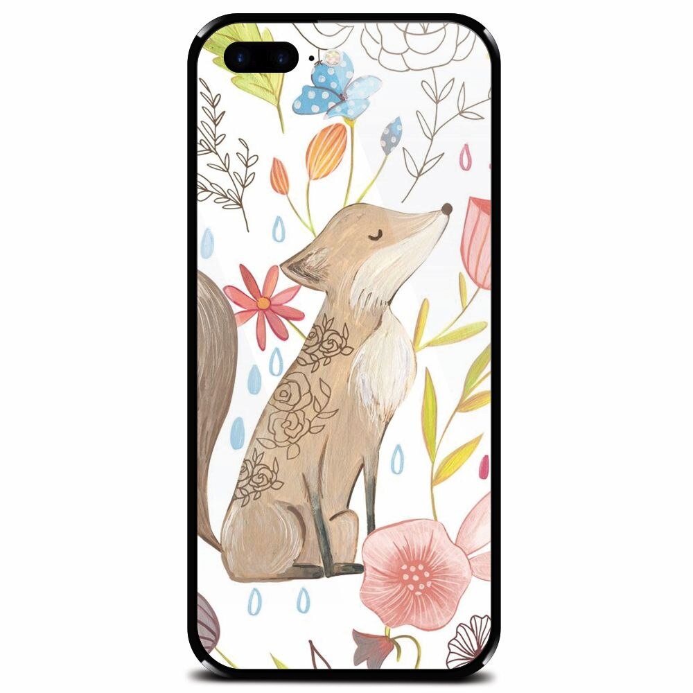 Husa din sticla securizata pentru Apple iPhone 8 Plus, Fox