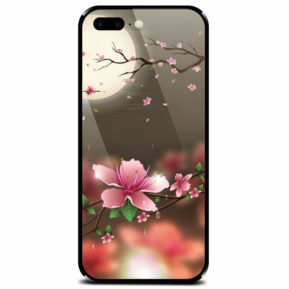 Husa din sticla securizata pentru Apple iPhone 8 Plus, Flowers 101