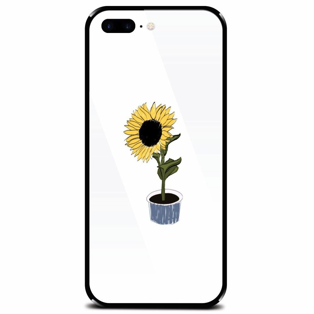 Husa din sticla securizata pentru Apple iPhone 7 Plus, Sun Flower