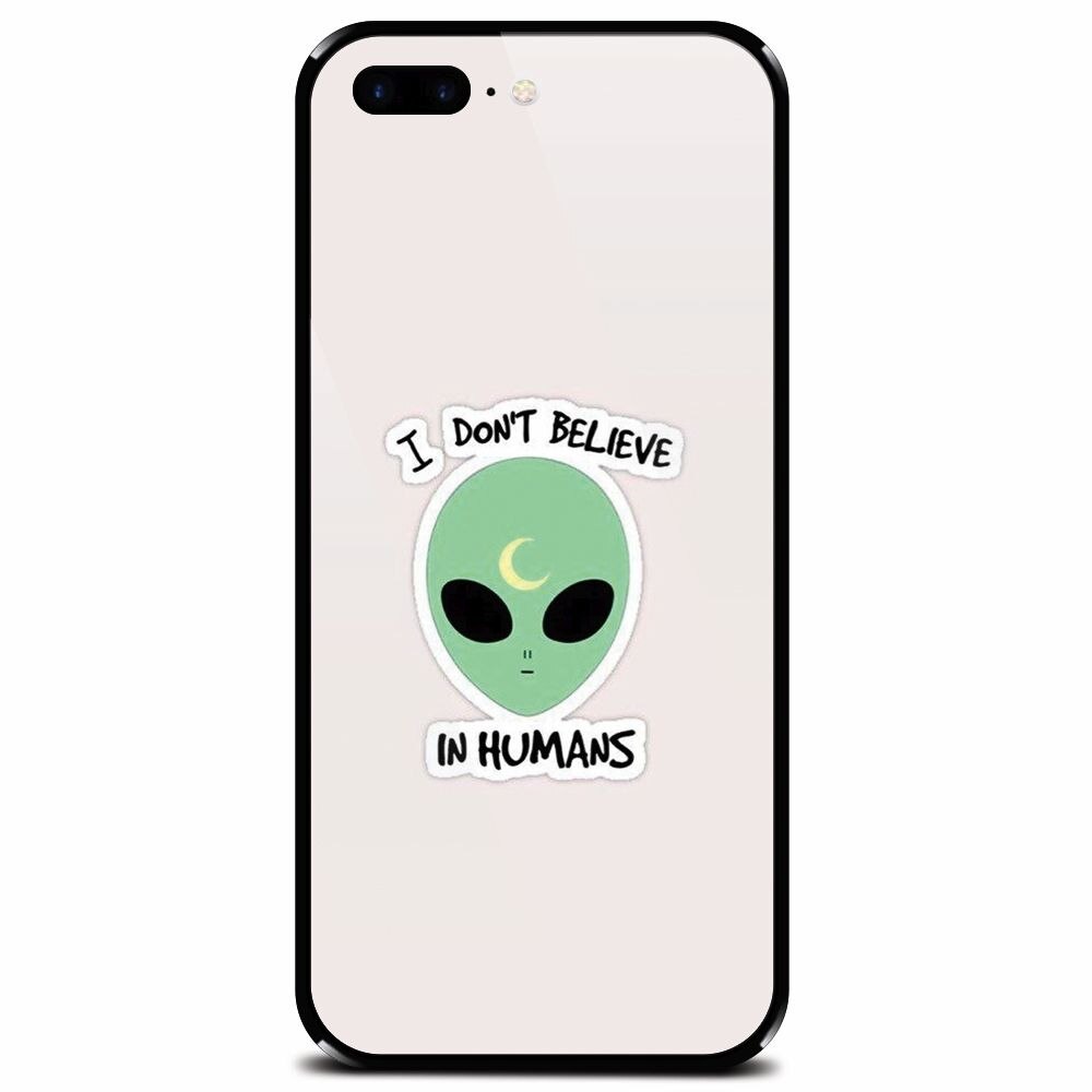 Husa din sticla securizata pentru Apple iPhone 7 Plus, I Dont Believe In Humans