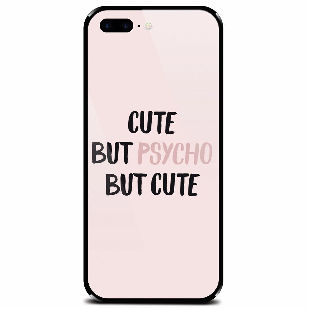 Husa din sticla securizata pentru Apple iPhone 7 Plus, Cute But Psycho