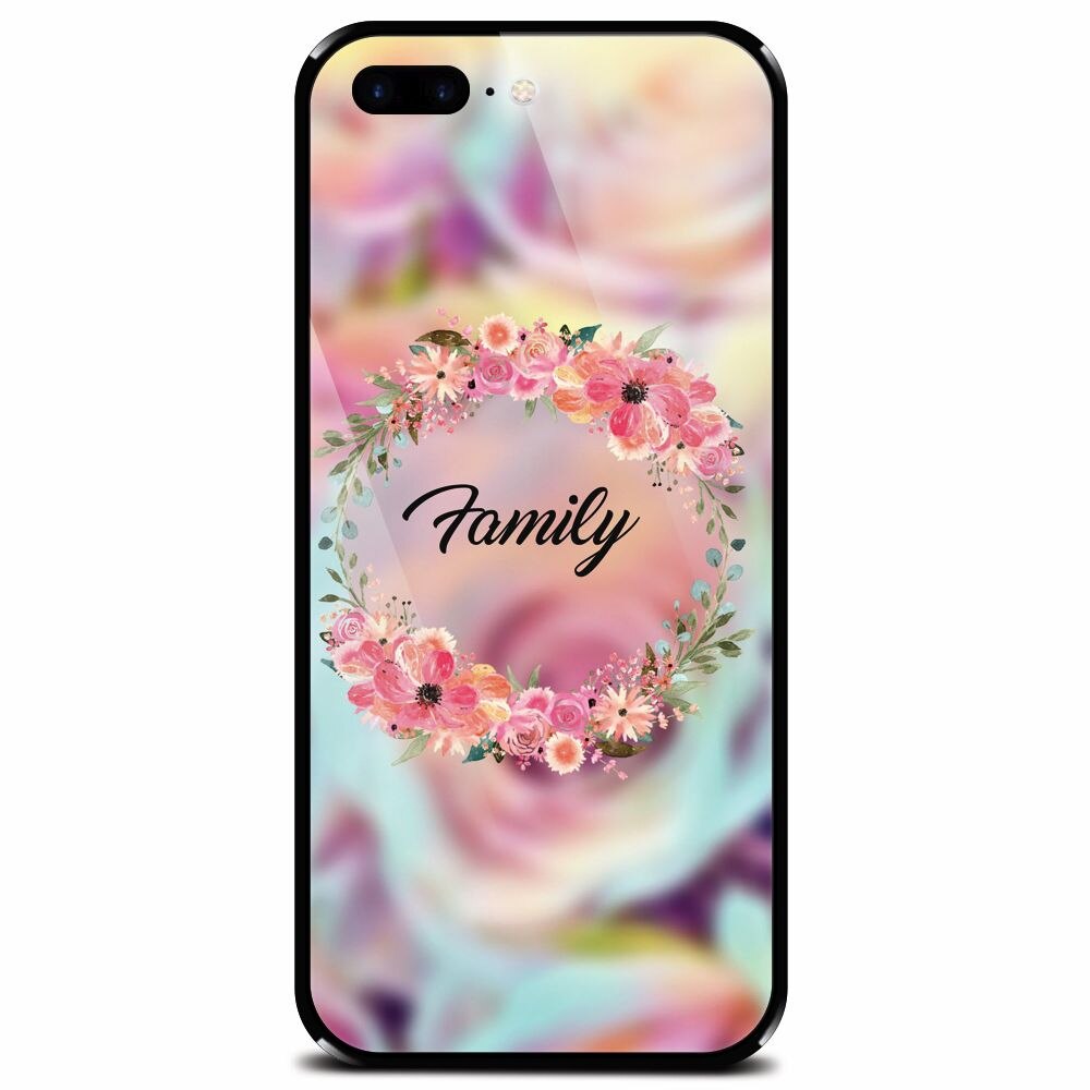 Husa din sticla securizata pentru Apple iPhone 7 Plus, Family