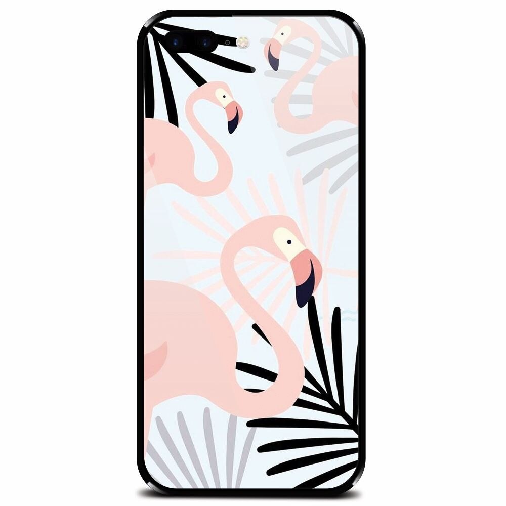Husa din sticla securizata pentru Apple iPhone 7 Plus, Flamingo