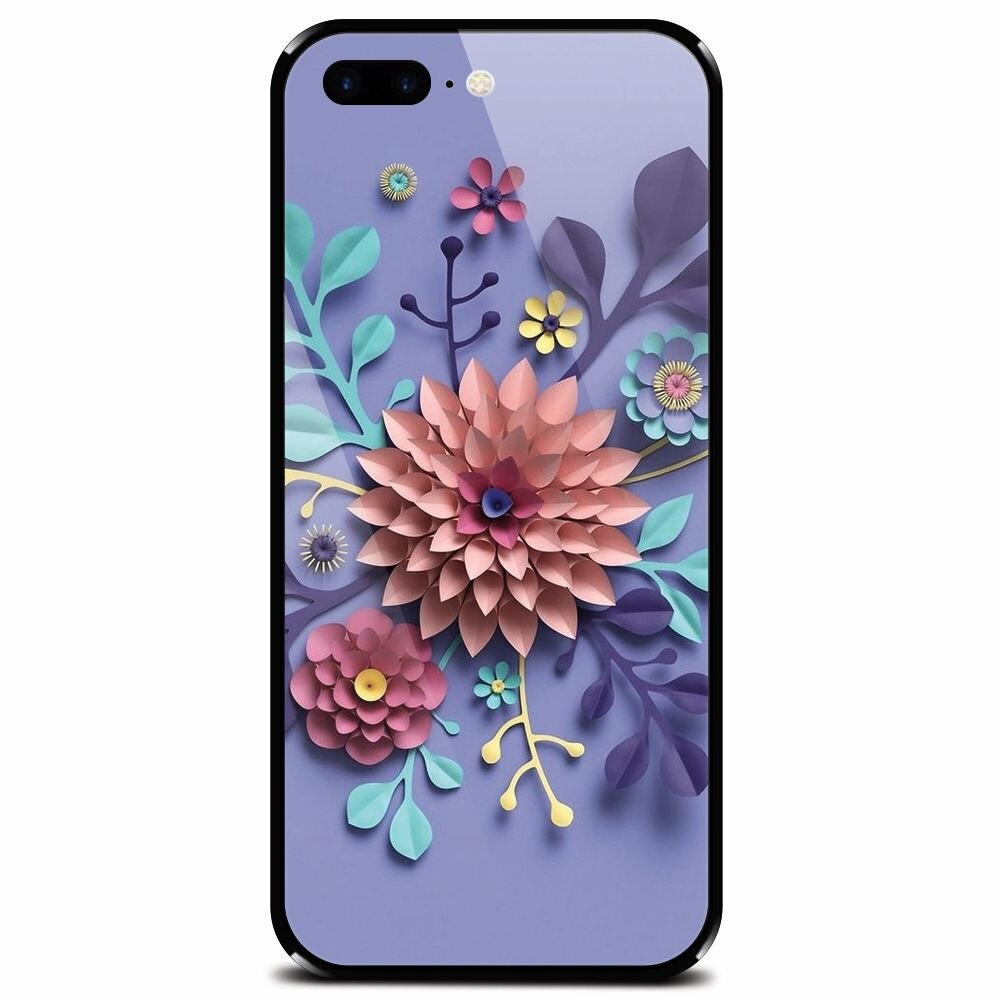 Husa din sticla securizata pentru Apple iPhone 7 Plus, Flower Artwork
