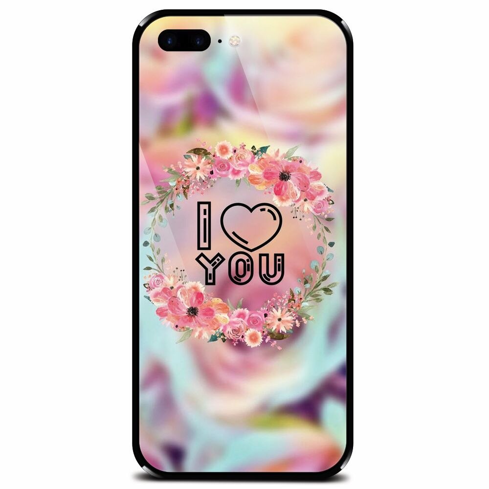 Husa din sticla securizata pentru Apple iPhone 7 Plus, I Love You