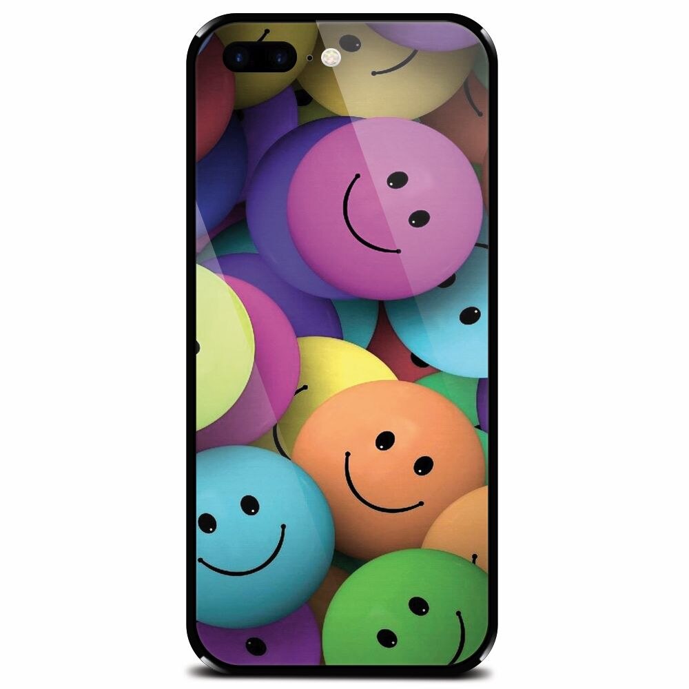 Husa din sticla securizata pentru Apple iPhone 7 Plus, Smiles
