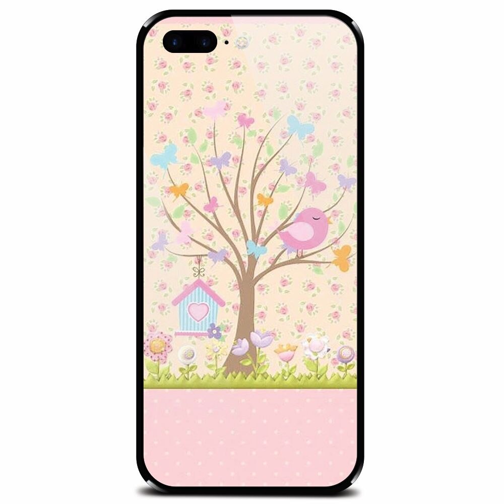 Husa din sticla securizata pentru Apple iPhone 7 Plus, Cute Birdhouse