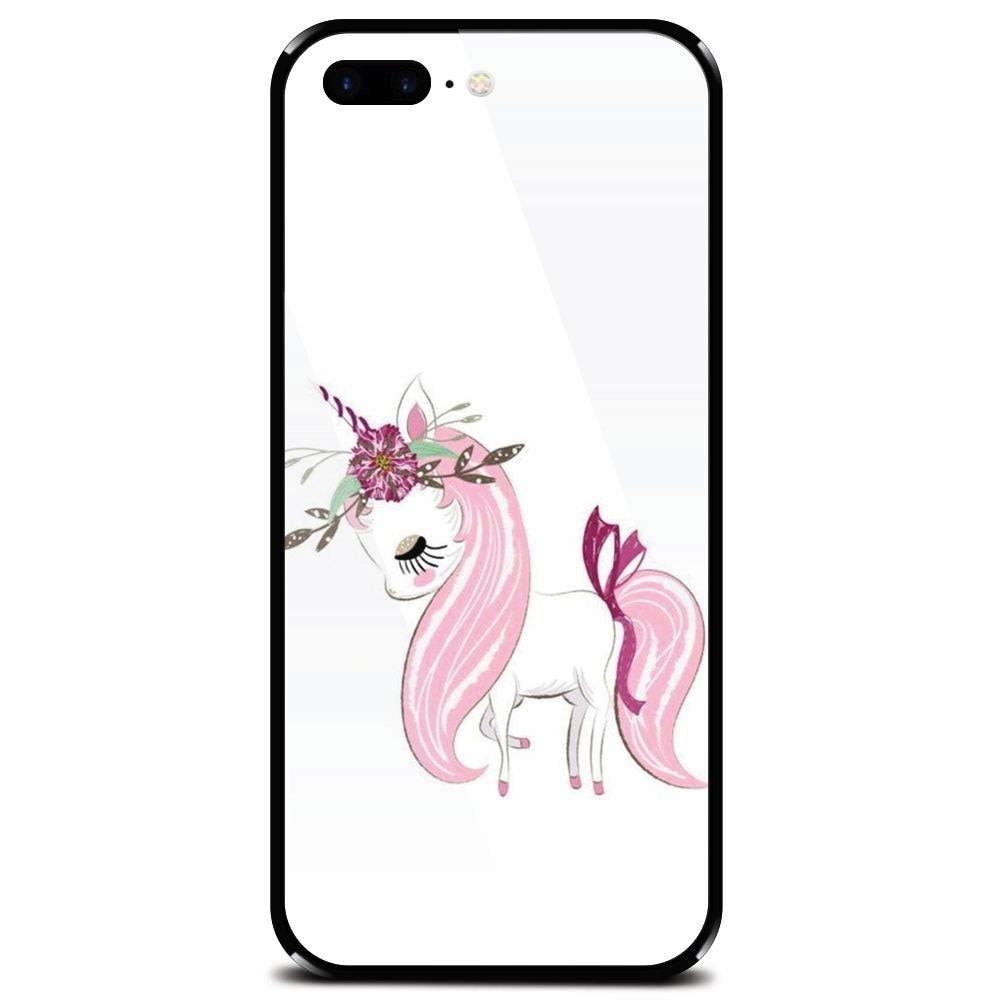 Husa din sticla securizata pentru Apple iPhone 7 Plus, Unicorn
