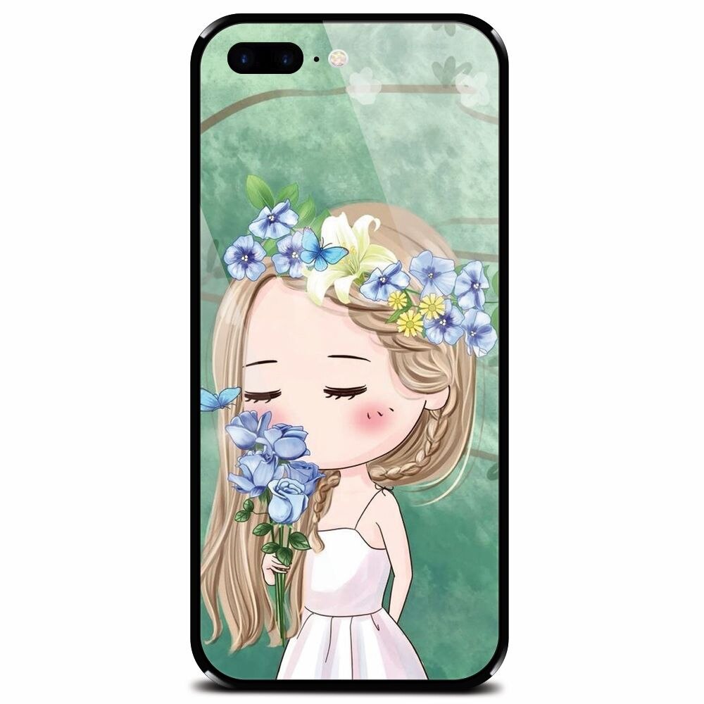 Husa din sticla securizata pentru Apple iPhone 7 Plus, Girl