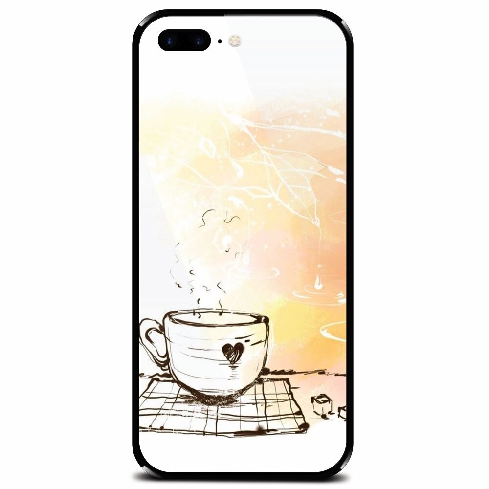 Husa din sticla securizata pentru Apple iPhone 7 Plus, Coffe Love