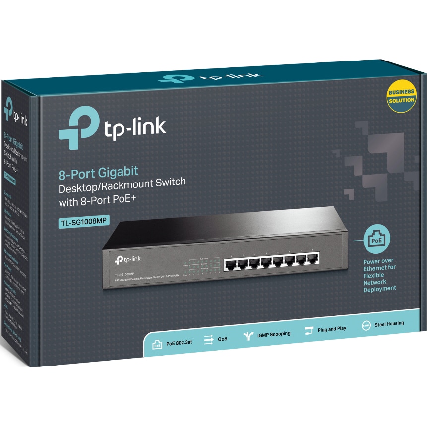 Switch TP-Link TL-SG1008MP, 8 Porturi Gigabit PoE+ - eMAG.ro