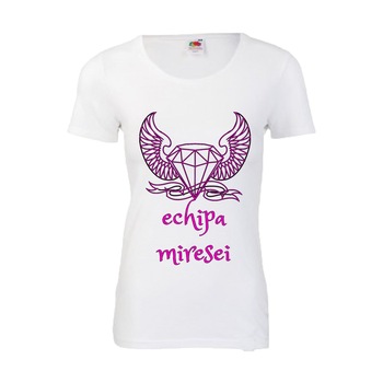 Tricou dama personalizat Fruit of the loom Echipa miresei ,alb, S Tricou dama personalizat Fruit of the loom Echipa miresei ,alb, S