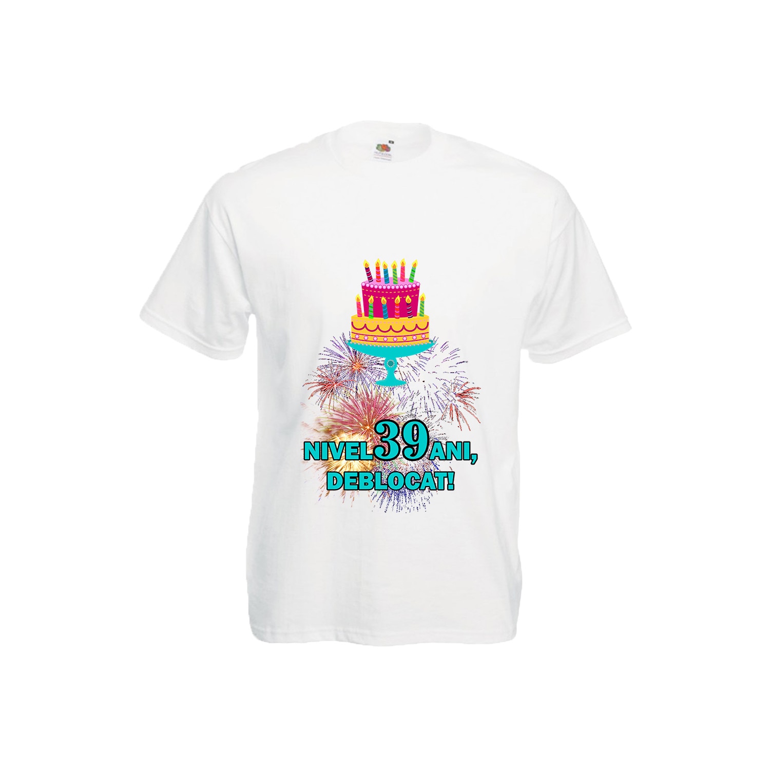 Tricou barbatesc personalizat Fruit of the loom aniversar Nivel 39 ani, deblocat XL