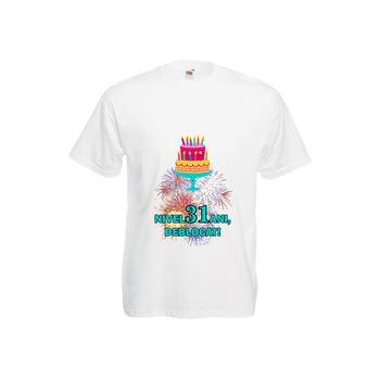 Tricou barbatesc personalizat Fruit of the loom aniversar Nivel 31 ani, deblocat XL Tricou barbatesc personalizat Fruit of the loom aniversar Nivel 31 ani, deblocat XL