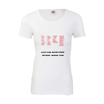 Tricou dama personalizat Fruit of the loom imprimeu amuzant Cod morse M Tricou dama personalizat Fruit of the loom imprimeu amuzant Cod morse M