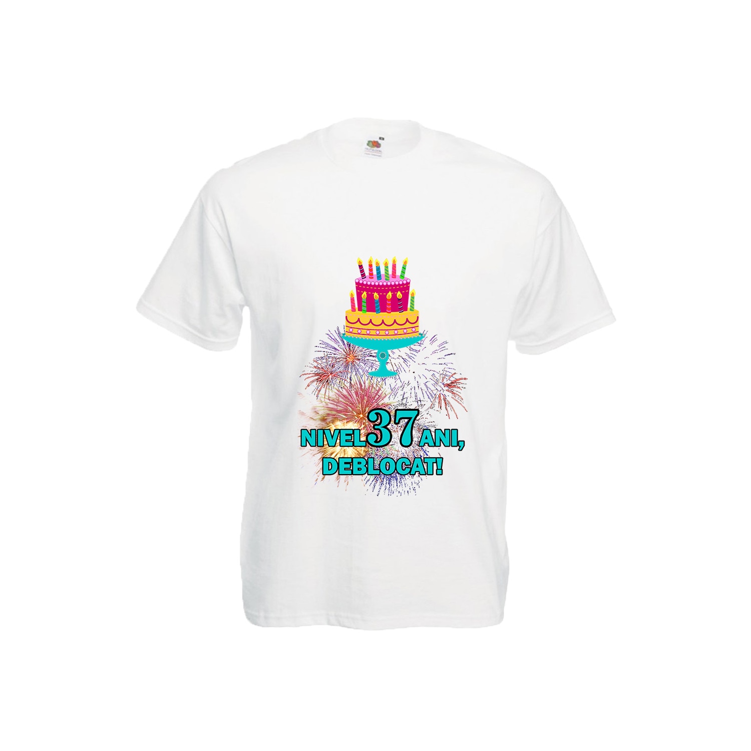 Tricou barbatesc personalizat Fruit of the loom aniversar Nivel 37 ani deblocat L