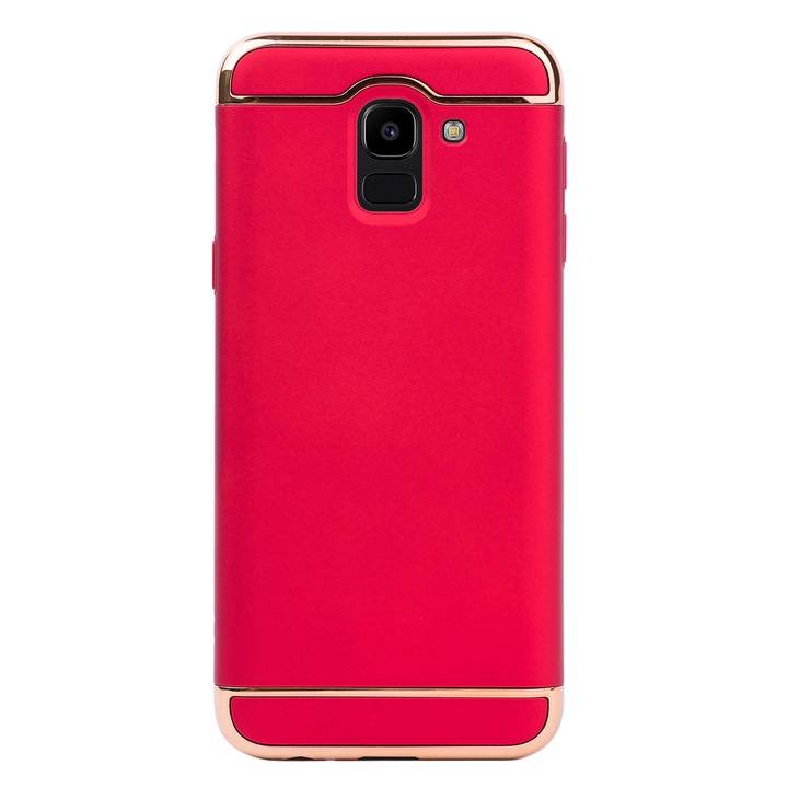 Луксозен кейс/калъф от 3 части за Samsung Galaxy J6 (2018), Твърд, Високозащитен, Червен