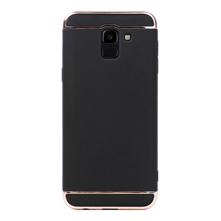 Луксозен кейс/калъф от 3 части за Samsung Galaxy J6 (2018), Твърд, Високозащитен, Черен