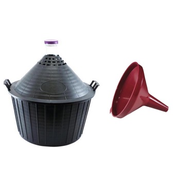 Damigeana 54L din sticla in cos din plastic negru, cu dop + Palnie mare 20 cm Damigeana 54L din sticla in cos din plastic negru, cu dop + Palnie mare 20 cm