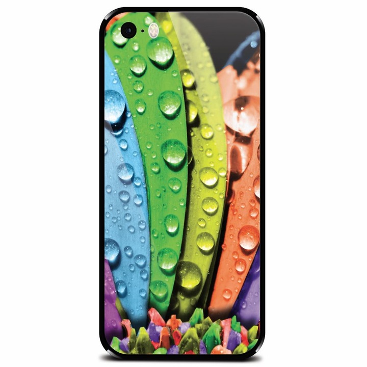 Edzett üvegtok Apple iPhone 5-höz, Színes százszorszépszirmok