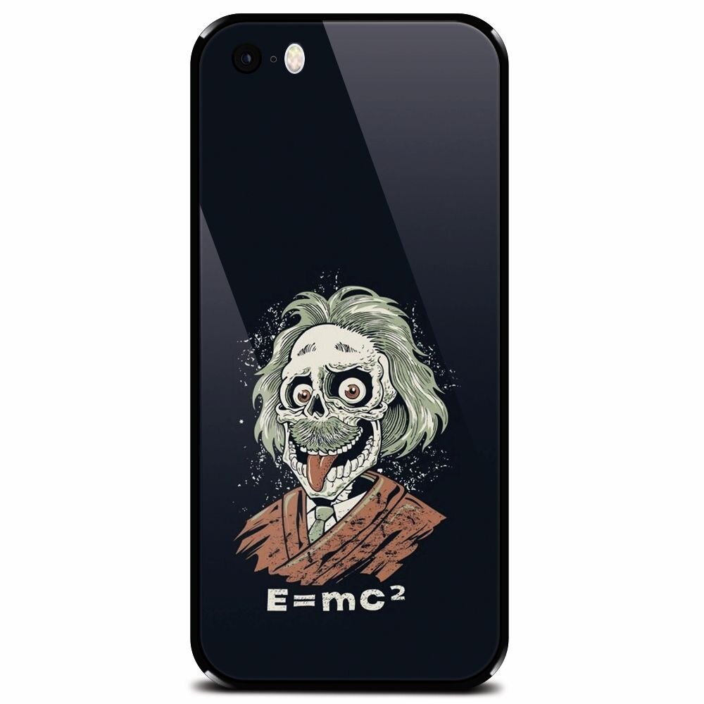 Husa din sticla securizata pentru Apple iPhone 5, Albert Einstein Caricature