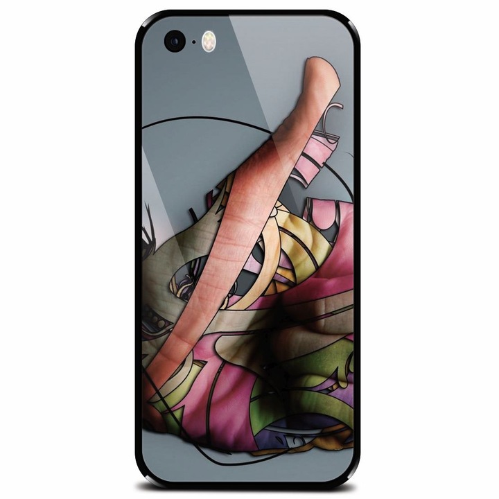 Edzett üvegtok Apple iPhone 5 telefonhoz, Absztrakt Minimalista Hands