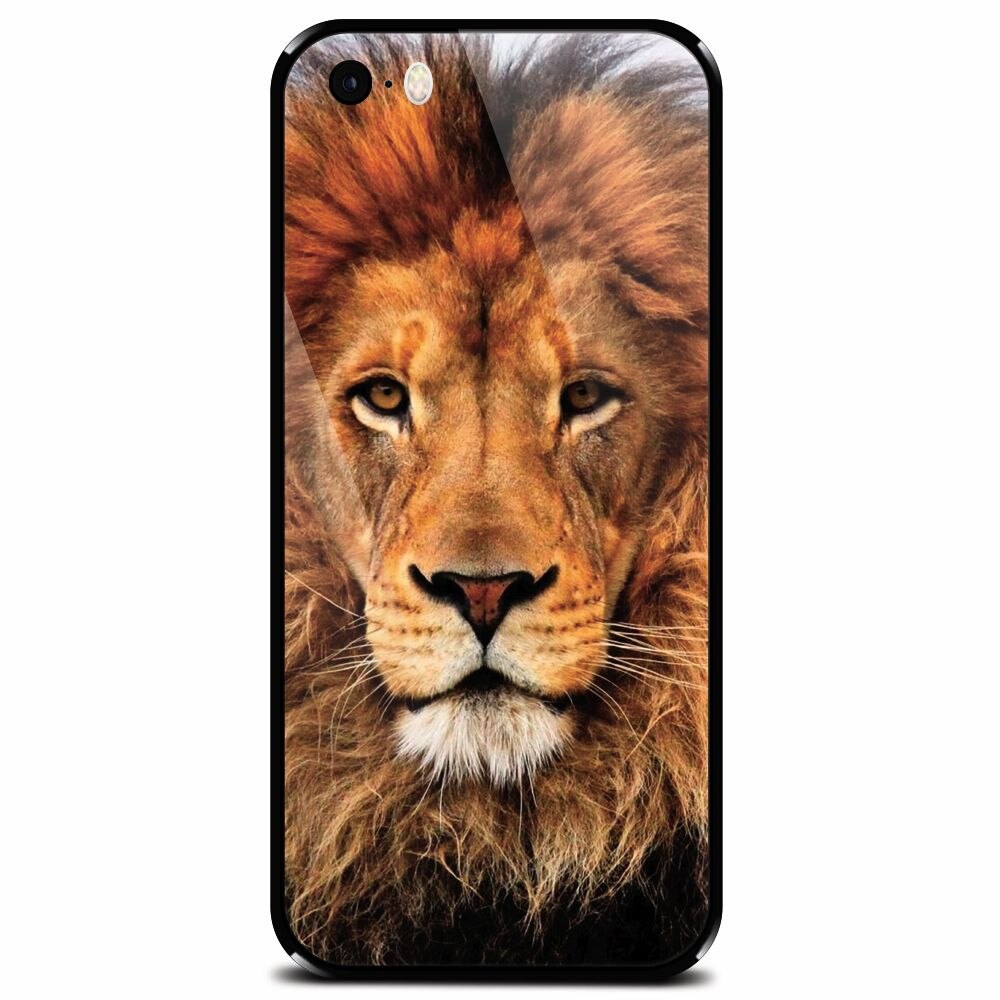 Husa din sticla securizata pentru Apple iPhone 5, Colorful Lion4